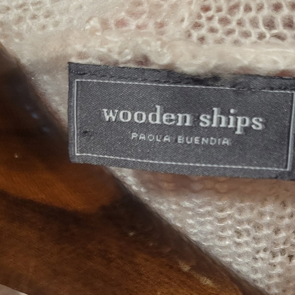 Wooden Ships Pale Pink Long Mohair Blend Open Front Cardigan Size M/L - Picture 3 of 7